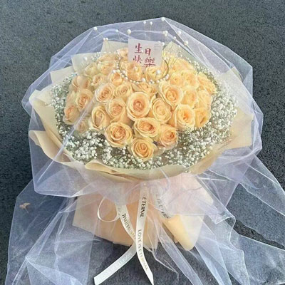 益阳52朵香槟玫瑰满天星，你就是我的全部